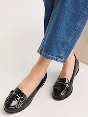 Simply Be Black Low Cut Snaffle Loafers In Extra Wide Fit - Image 1 of 5
