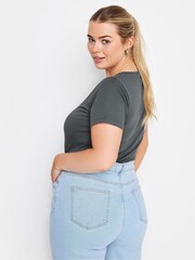 Yours Curve Grey Short Sleeve Body - Image 3 of 5
