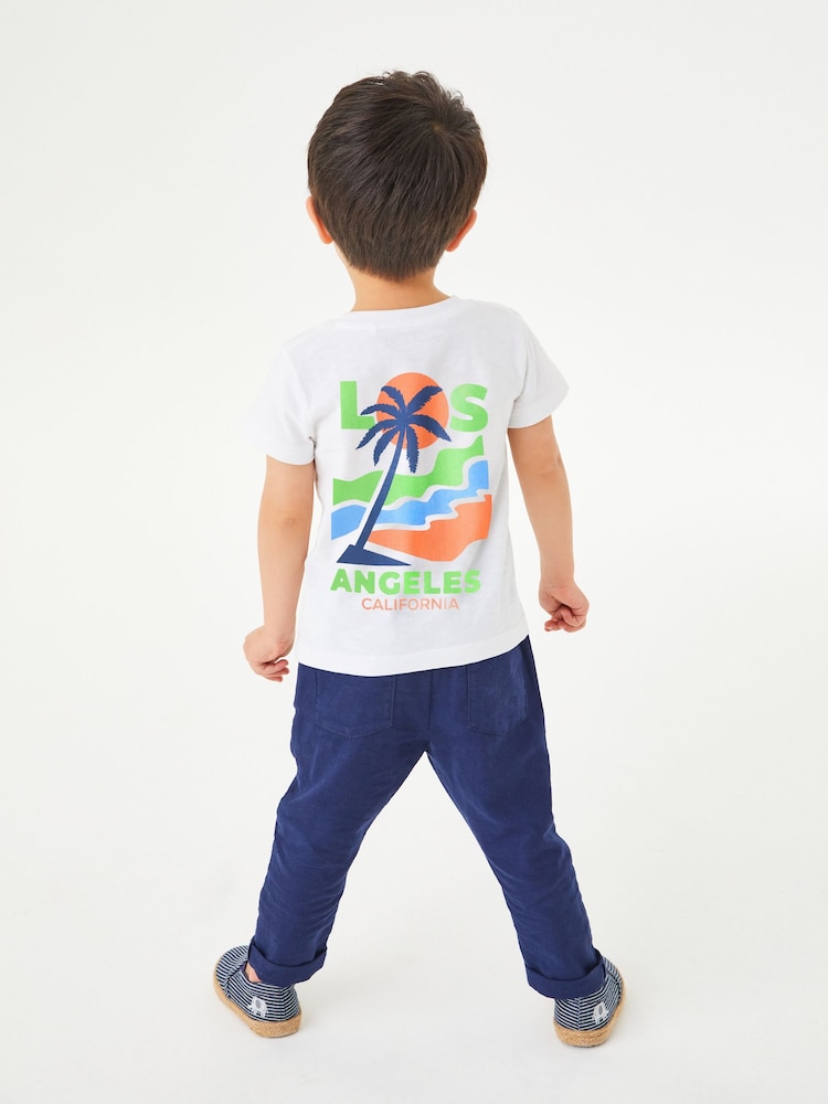 Bela s potiskom palm - Nazaj potisk; vzorec 100% bombaž kratek rokav; s kratkimi rokavi majica (3mesecev-7yrs) - Slika 1 iz 5 Bela s potiskom palm - Nazaj potisk; vzorec 100% bombaž kratek rokav; s kratkimi rokavi majica (3mesecev-7yrs) - Slika 1 iz 5