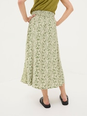 FatFace Sascha Green Damask Floral Midi Skirt - Image 2 of 6