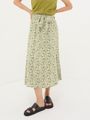 FatFace Sascha Green Damask Floral Midi Skirt - Image 3 of 6
