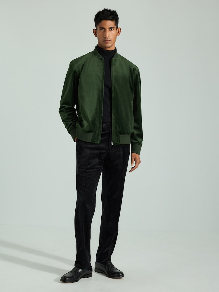 Green Velvet Bomber Jacket - Image 2 of 10