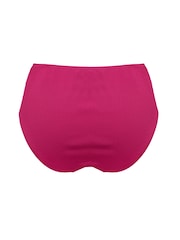 Pour Moi Pink Cali Ribbed Texture High-Waist Belted Control Bikini Briefs - Image 4 of 4