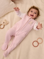 Baker by Ted Baker Pink Varsity 100% Cotton Pramsuit - Image 1 of 15