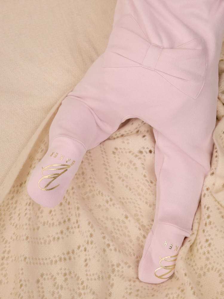 Baker by Ted Baker Pink Varsity 100% Cotton Pramsuit - Image 5 of 15
