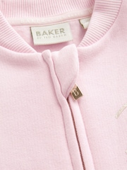 Baker by Ted Baker Pink Varsity 100% Cotton Pramsuit - Image 9 of 15