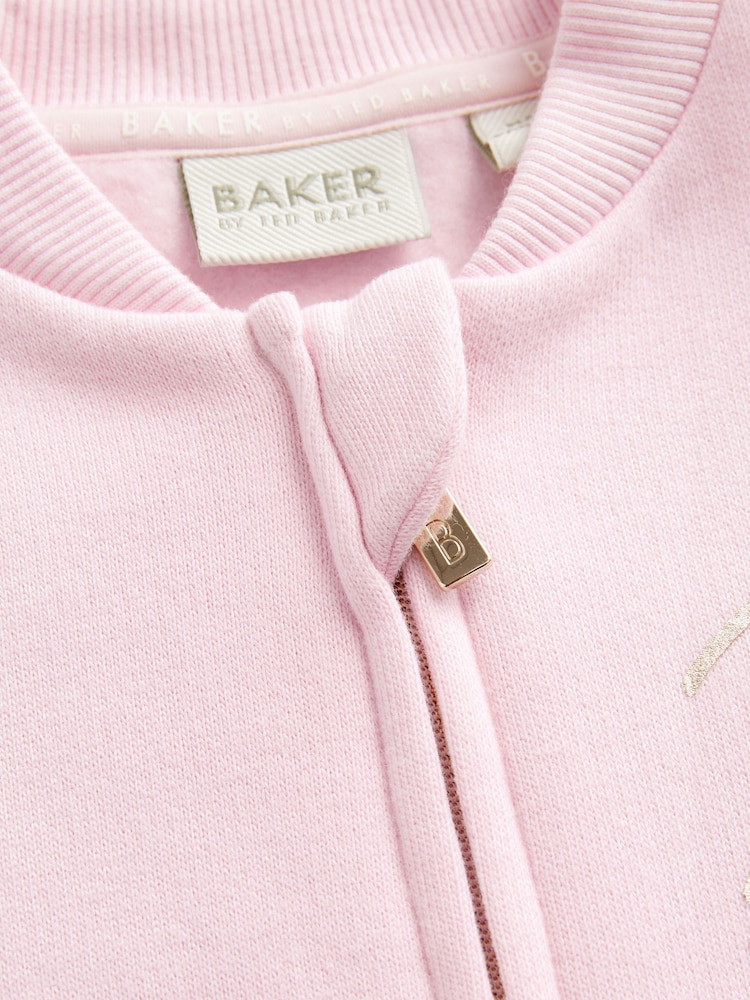 Baker by Ted Baker Pink Varsity 100% Cotton Pramsuit - Image 9 of 15