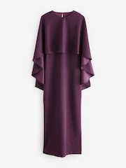 Burgundy Red Cape Maxi Dress - Image 4 of 5