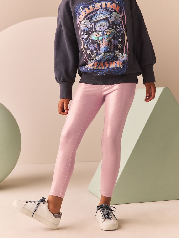 Pink Sparkle Coated Leggings (3-16yrs) - Image 1 of 9