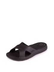 Totes Black Ladies Bounce Cross Slider Sandals - Image 1 of 5