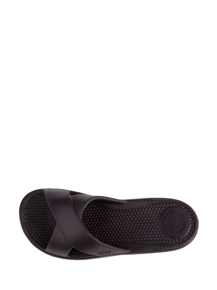 Totes Black Ladies Bounce Cross Slider Sandals - Image 4 of 5
