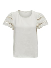 Weiß - Jdy Broderie Bluse mit Rüschendetail - Bild 4 von 5