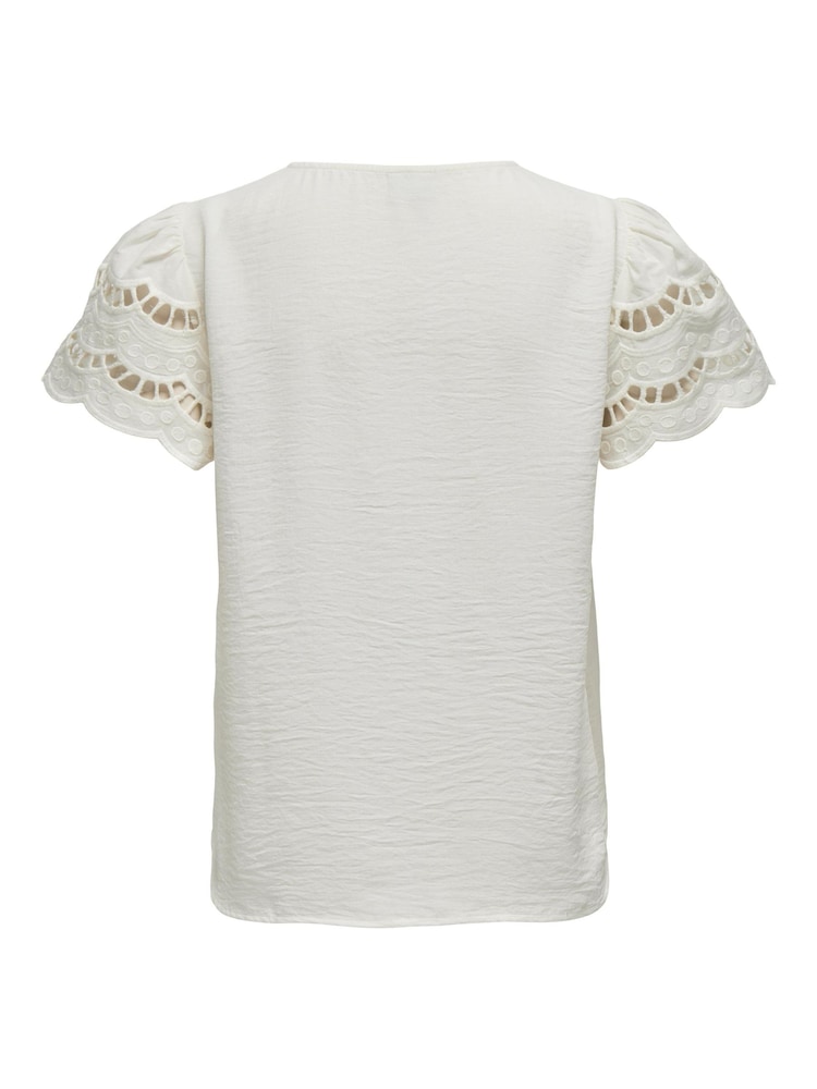 Weiß - Jdy Broderie Bluse mit Rüschendetail - Bild 5 von 5