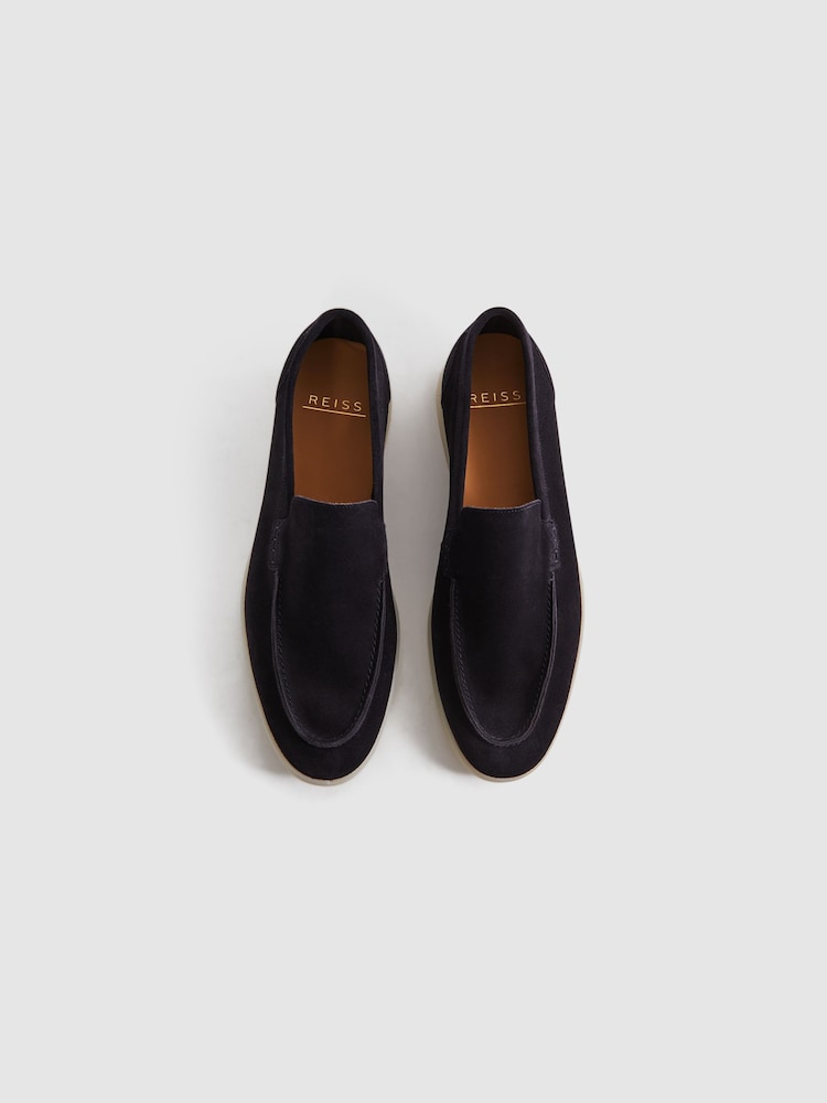 Reiss Navy Kason Suede Slip-On Loafers - Image 3 of 5