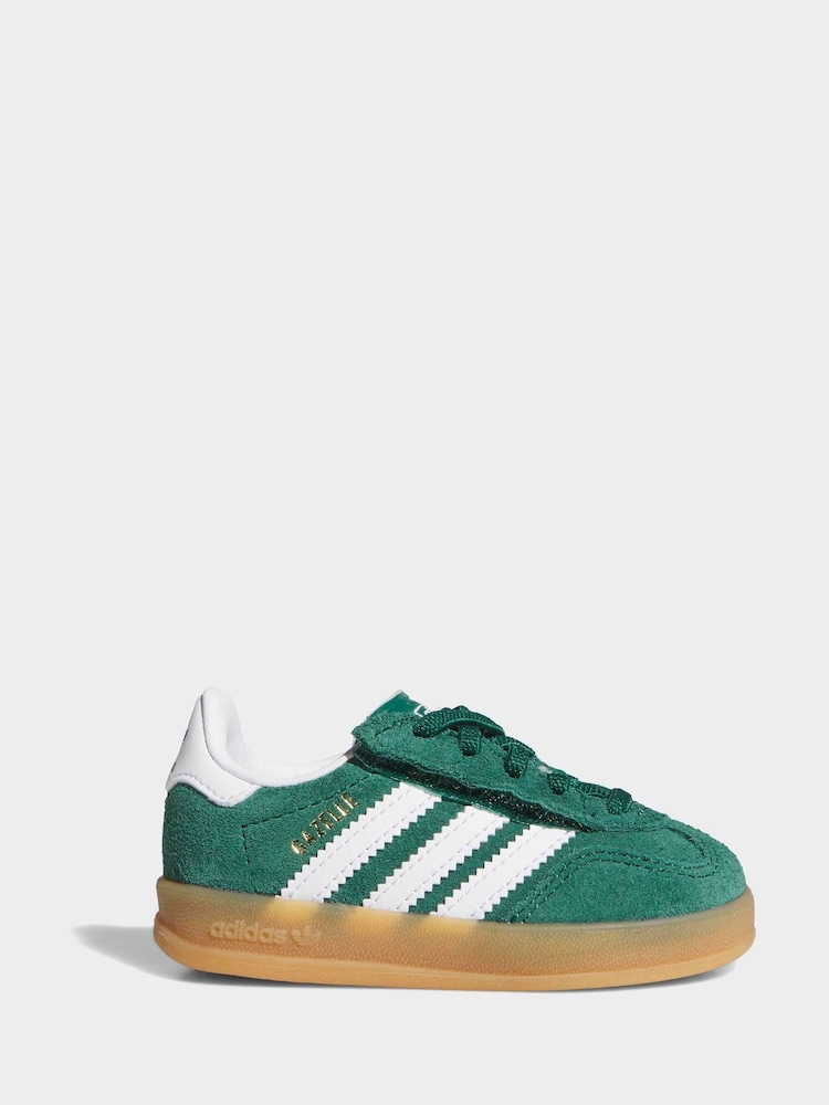 adidas Originals Green Gazelle Indoor Comfort Closure Elastic Lace Shoes - Image 1 of 9