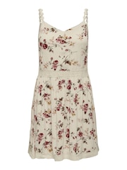 ONLY Cream Crochet Trim Floral Print Cami Mini Dress - Image 3 of 4