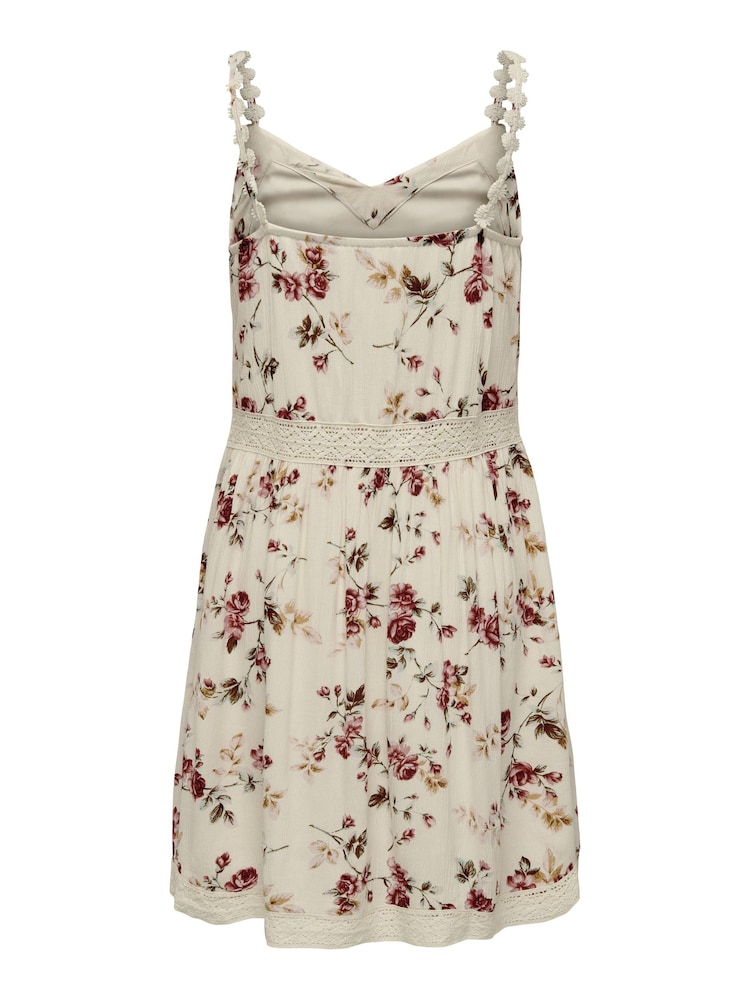 ONLY Cream Crochet Trim Floral Print Cami Mini Dress - Image 4 of 4