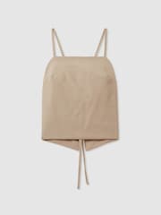 Reiss Neutral Kiana Wool Strappy Tie-Back Top - Image 2 of 6