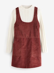 Rostbraun - Kurzes Strickpulloverkleid im Lagenlook aus 100 % Baumwoll-Cord - Bild 4 von 6