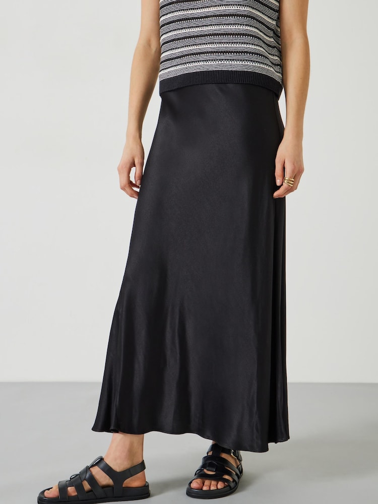 Hush Black Remi Satin Maxi Skirt - Image 2 of 5
