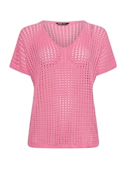 Pink YOURS Curve Pink Boxy Crochet Camisole - Image 5 of 5