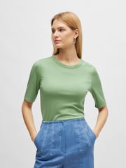 BOSS Sage Green Slim Fit Stretch Modal Blend T-Shirt - Image 1 of 5