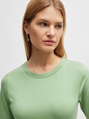 BOSS Sage Green Slim Fit Stretch Modal Blend T-Shirt - Image 4 of 5