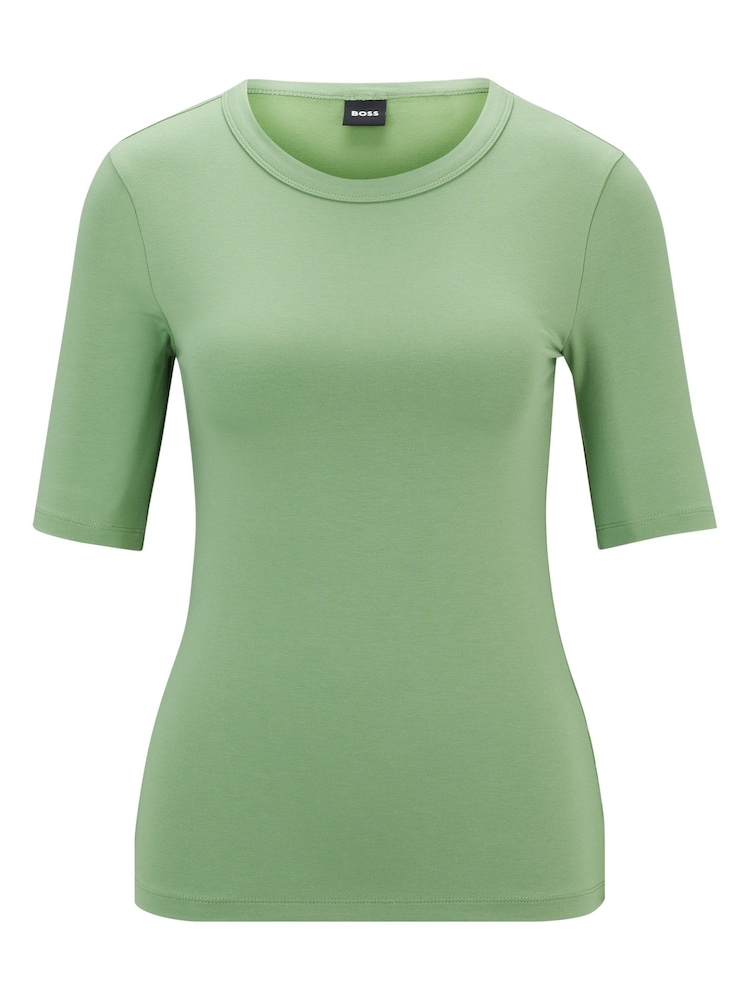 BOSS Sage Green Slim Fit Stretch Modal Blend T-Shirt - Image 5 of 5