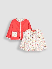JoJo Maman Bébé Fuchsia Toadstool Floral Quilted Reversible Jacket - Image 1 of 6