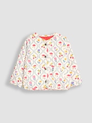 JoJo Maman Bébé Fuchsia Toadstool Floral Quilted Reversible Jacket - Image 2 of 6