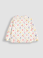 JoJo Maman Bébé Fuchsia Toadstool Floral Quilted Reversible Jacket - Image 3 of 6
