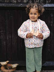 JoJo Maman Bébé Fuchsia Toadstool Floral Quilted Reversible Jacket - Image 6 of 6