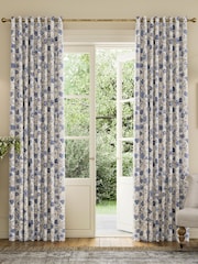 Joules Blue Indienne Floral Blackout Eyelet Eyelet Curtains - Image 1 of 2