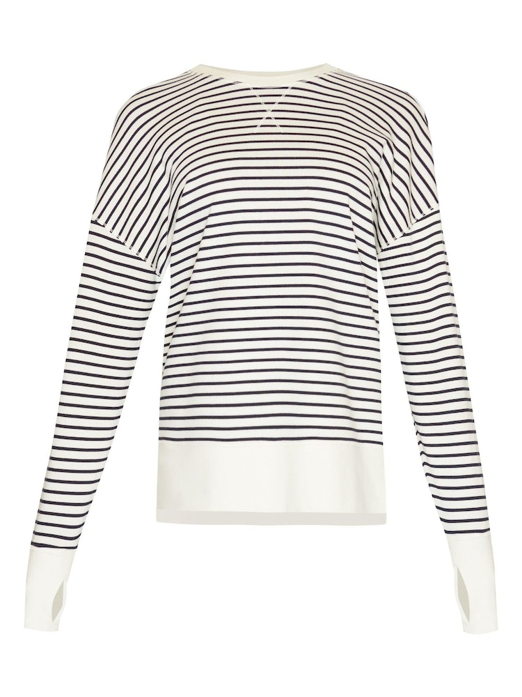 Sweaty Betty Lily White Stripe After Class Longline Sweatshirt - Image 7 of 7