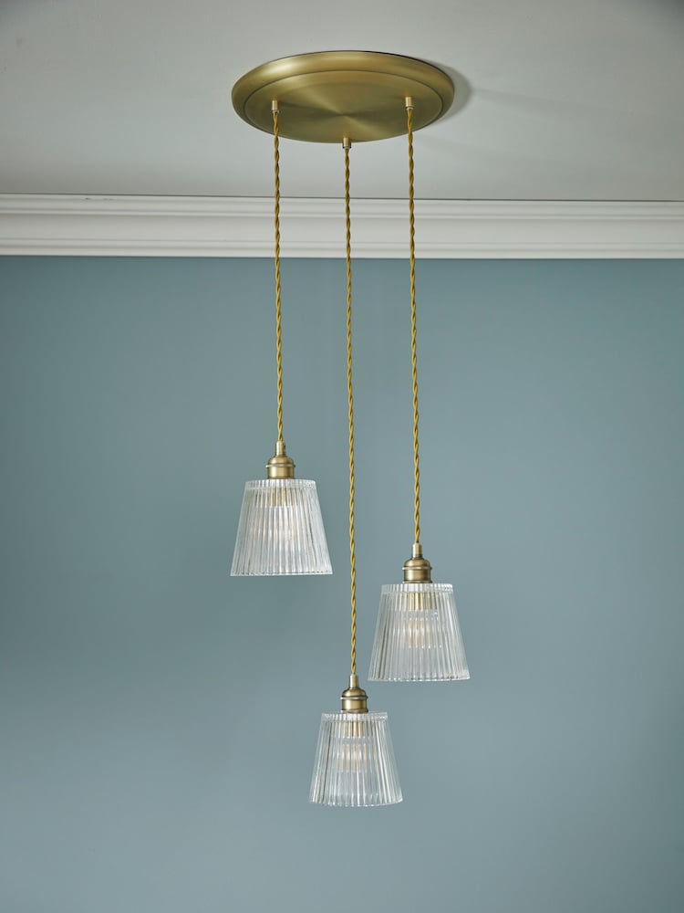 Laura Ashley Brass Callaghan 3 Light Cluster Pendant Ceiling Light - Image 2 of 6