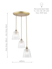 Laura Ashley Brass Callaghan 3 Light Cluster Pendant Ceiling Light - Image 6 of 6