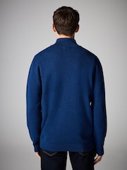 Cobalt Blue Stag Plain Regular Fit 100% Cotton Premium Quarter Zip Jumper - Image 3 of 8