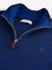Cobalt Blue Stag Plain Regular Fit 100% Cotton Premium Quarter Zip Jumper - Image 7 of 8