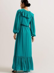 Ted Baker Green Keina Long Sleeve Maxi Dress With Ruffles - Image 3 of 6