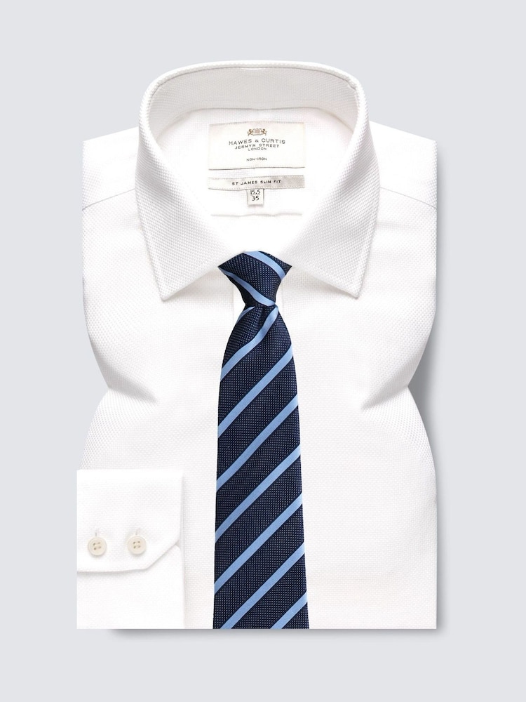 Hawes & Curtis Slim 100% Cotton Non-Iron Fabric Interest White Shirt - Image 2 of 3