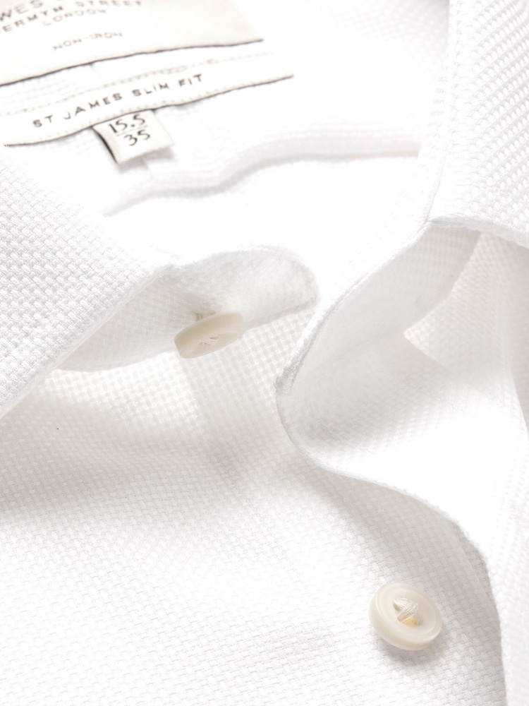 Hawes & Curtis Slim 100% Cotton Non-Iron Fabric Interest White Shirt - Image 3 of 3