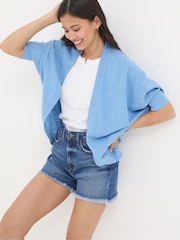 FatFace Iris Blue Cocoon Edge Cardigan - Image 1 of 5