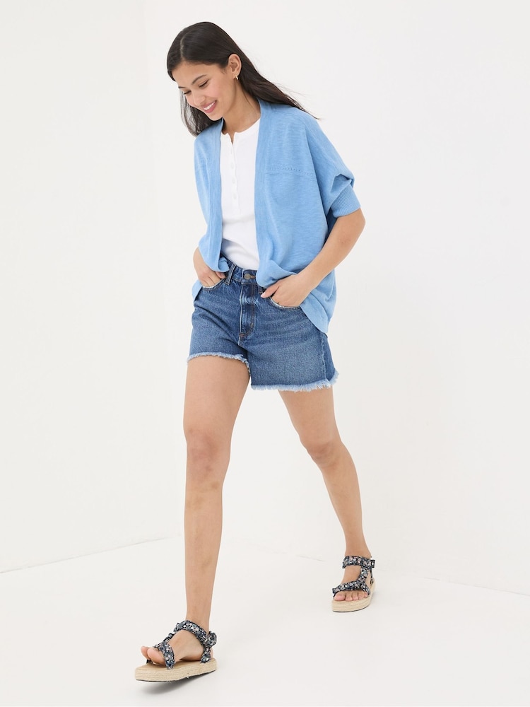 FatFace Iris Blue Cocoon Edge Cardigan - Image 2 of 5