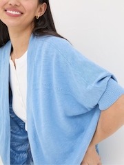 FatFace Iris Blue Cocoon Edge Cardigan - Image 4 of 5