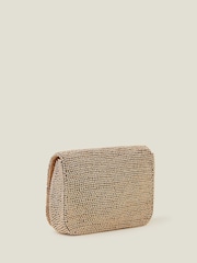 Accessorize Gold Fold Over Beaded Clutch Bag - Image 3 of 4