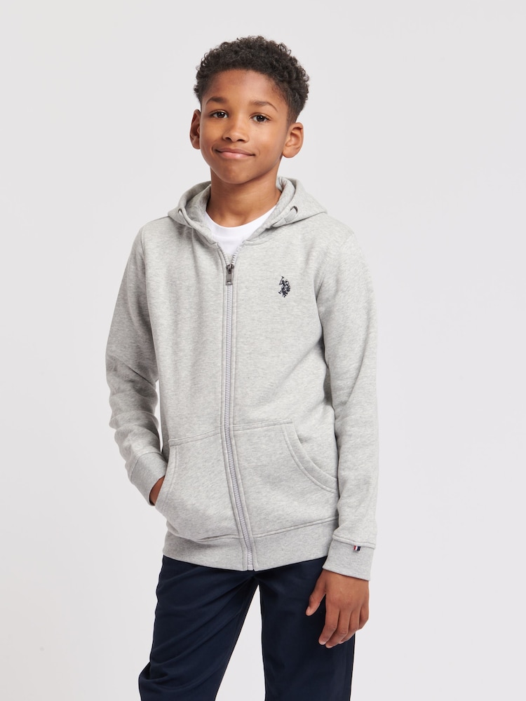 Серый - US Polo Assn. Толстовка на молнии из 100% хлопка для мальчиков - Изображение 1 из 5