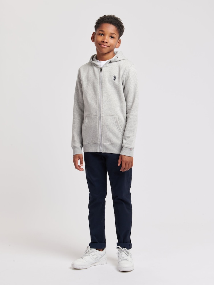 Серый - US Polo Assn. Толстовка на молнии из 100% хлопка для мальчиков - Изображение 2 из 5