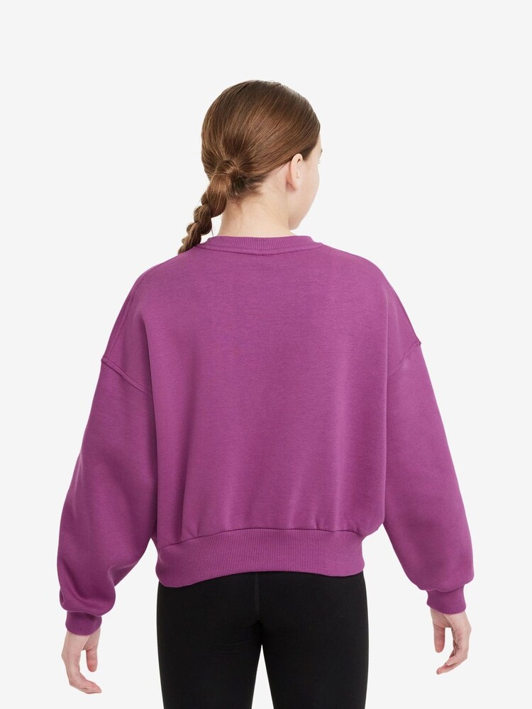 Nike Purple Fuschia Club Fleece Boxy Crewneck Sweatshirt - Image 2 of 3