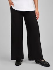 JoJo Maman Bébé Black Jersey Maternity Wide Leg Trousers - Image 1 of 4