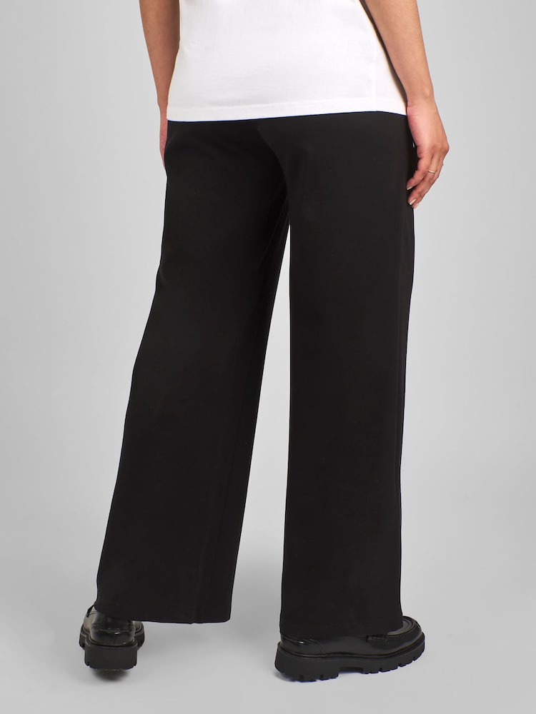 JoJo Maman Bébé Black Jersey Maternity Wide Leg Trousers - Image 2 of 4